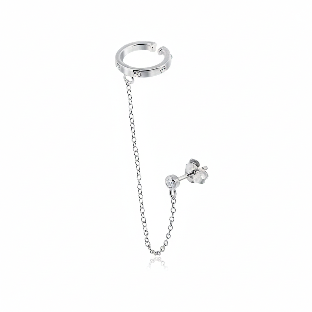 Cubic Zirconia Stud to Ear Cuff Chain Connector STC-222