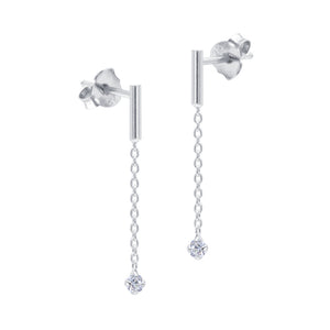 Minimalist Bar Earrings with Chain Dangle STC-2230