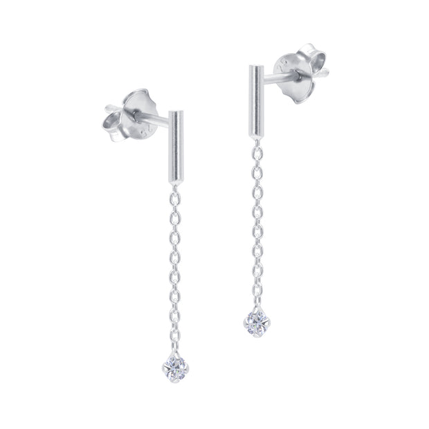 Minimalist Bar Earrings with Chain Dangle STC-2230