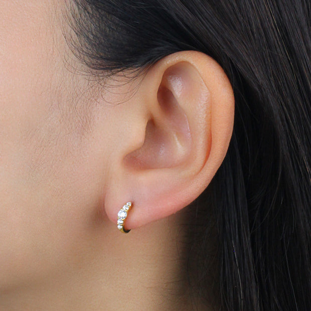 Triple Stones Huggies Earring STHG-01