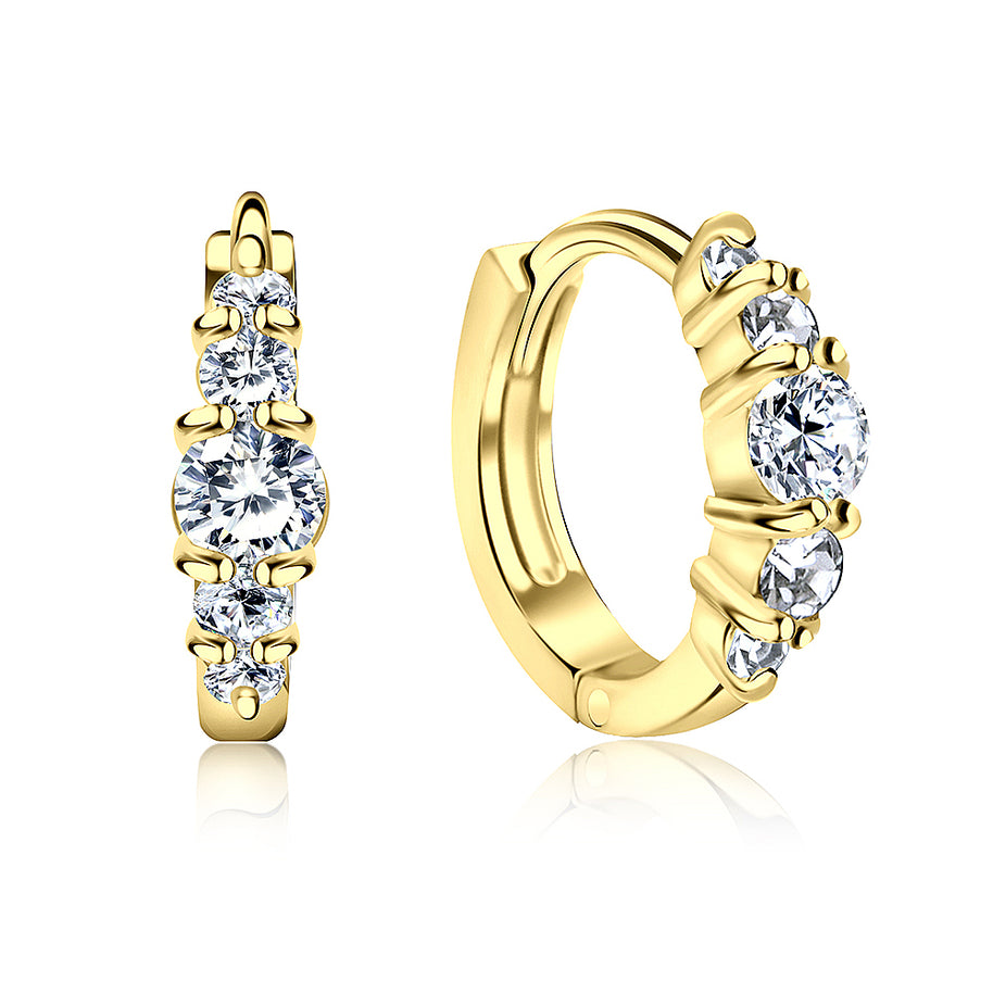 Triple Stones Huggies Earring STHG-01