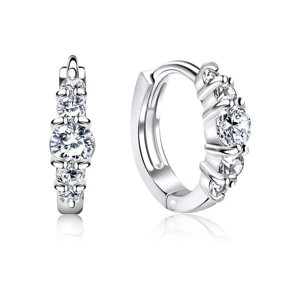 Triple Stones Huggies Earring STHG-01