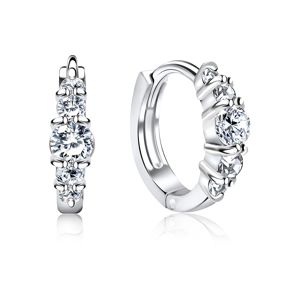 Triple Stones Huggies Earring STHG-01