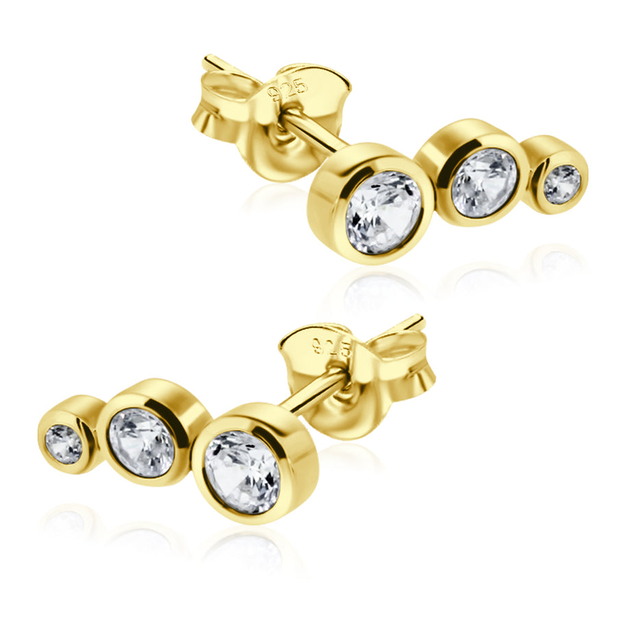 Triple Crystal Stud Earring STS-2397