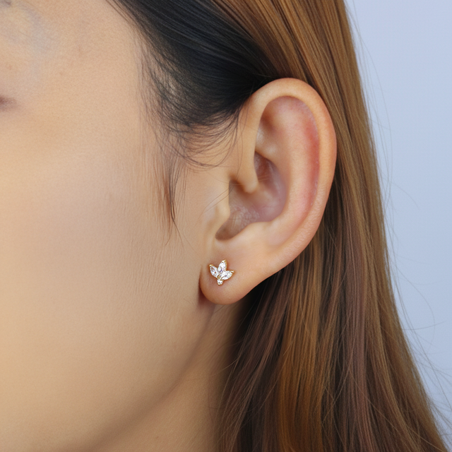 Delicate Leaf Shaped Stud Earrings STS-5056