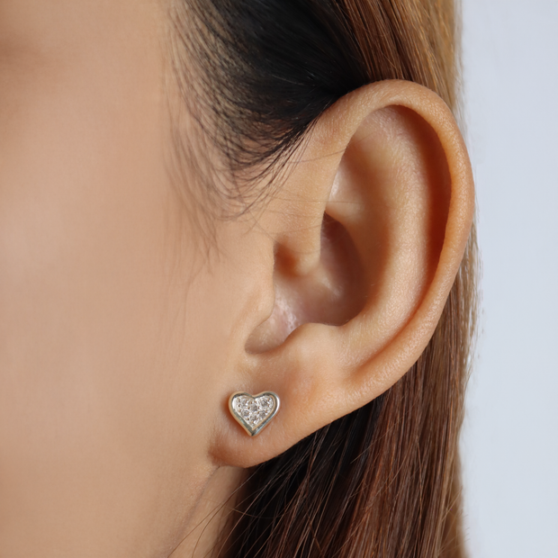 Crystal Heart PavÃ© Stud Earrings STS-5080