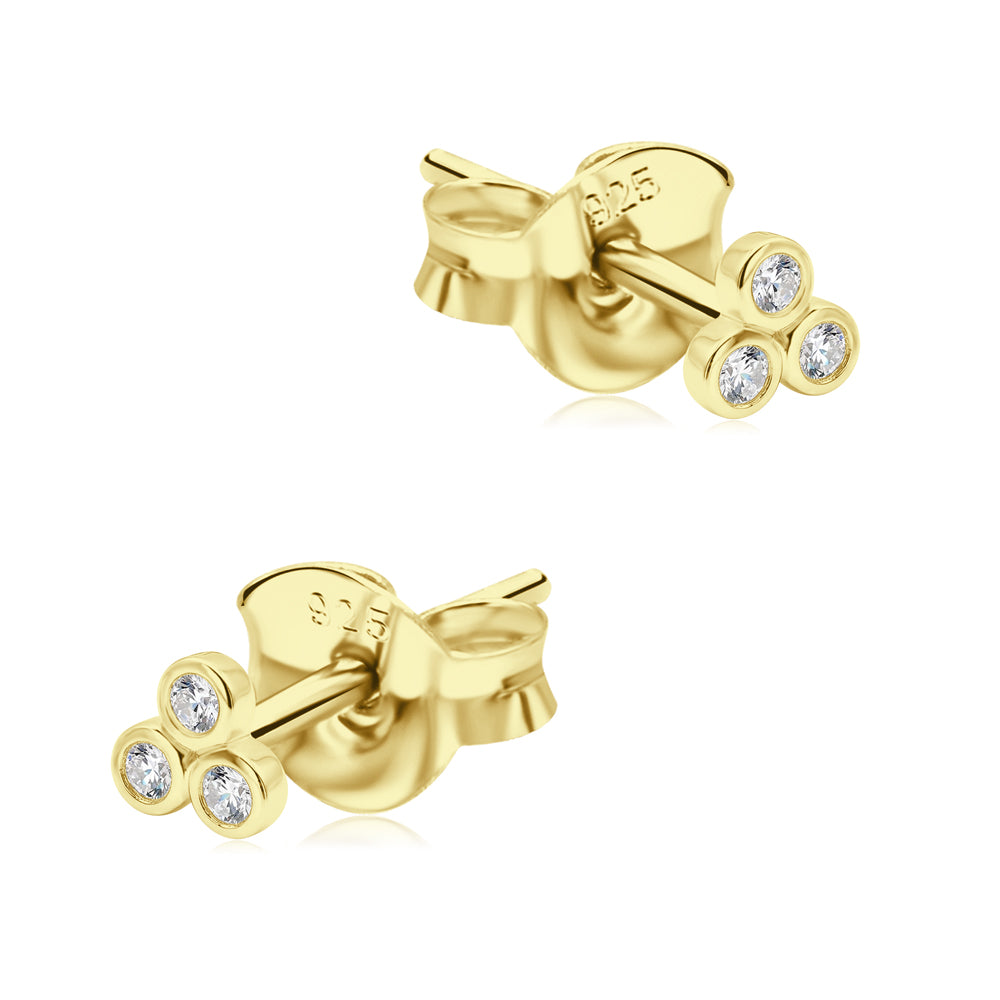 Triple Bezel Crystal Stud Earring STS-6515