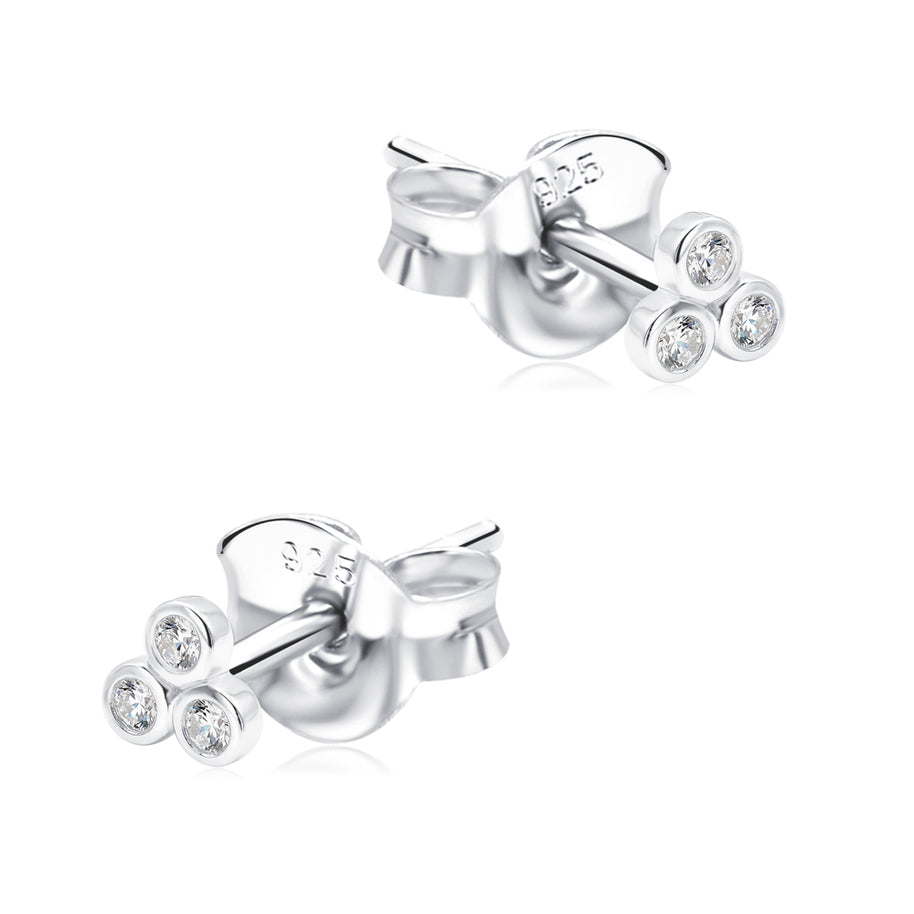 Triple Bezel Crystal Stud Earring STS-6515