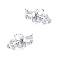 Triple Bezel Crystal Stud Earring STS-6515