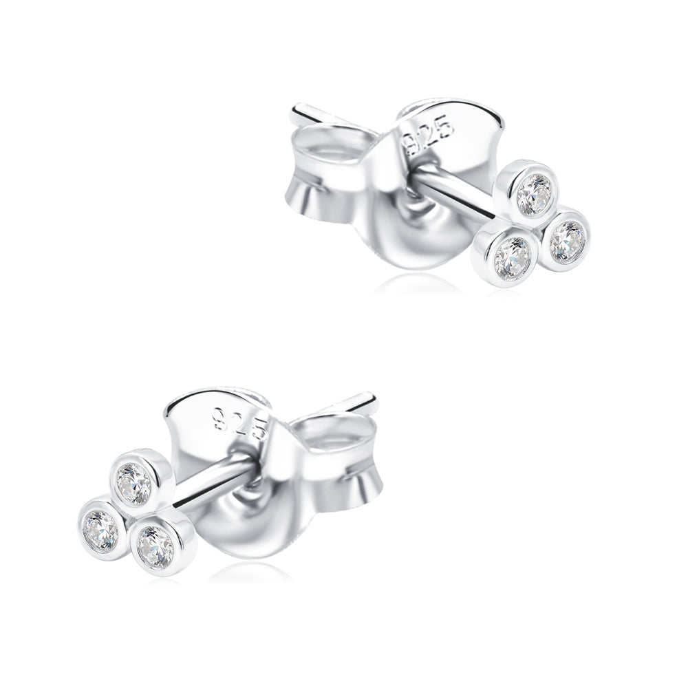 Triple Bezel Crystal Stud Earring STS-6515