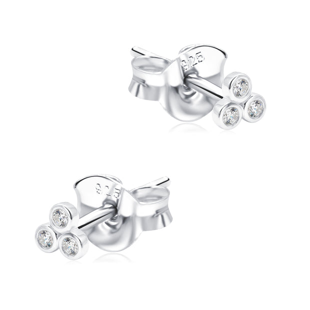 Triple Bezel Crystal Stud Earring STS-6515