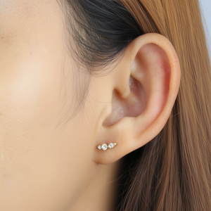 Triple Crystal Drop Stud Earrings STS-6547