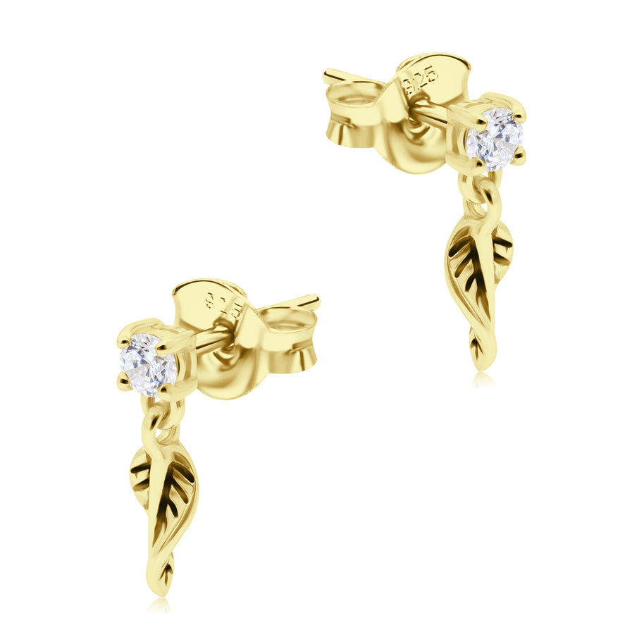 Crystal Leaf Drop Stud Earring STS-6707