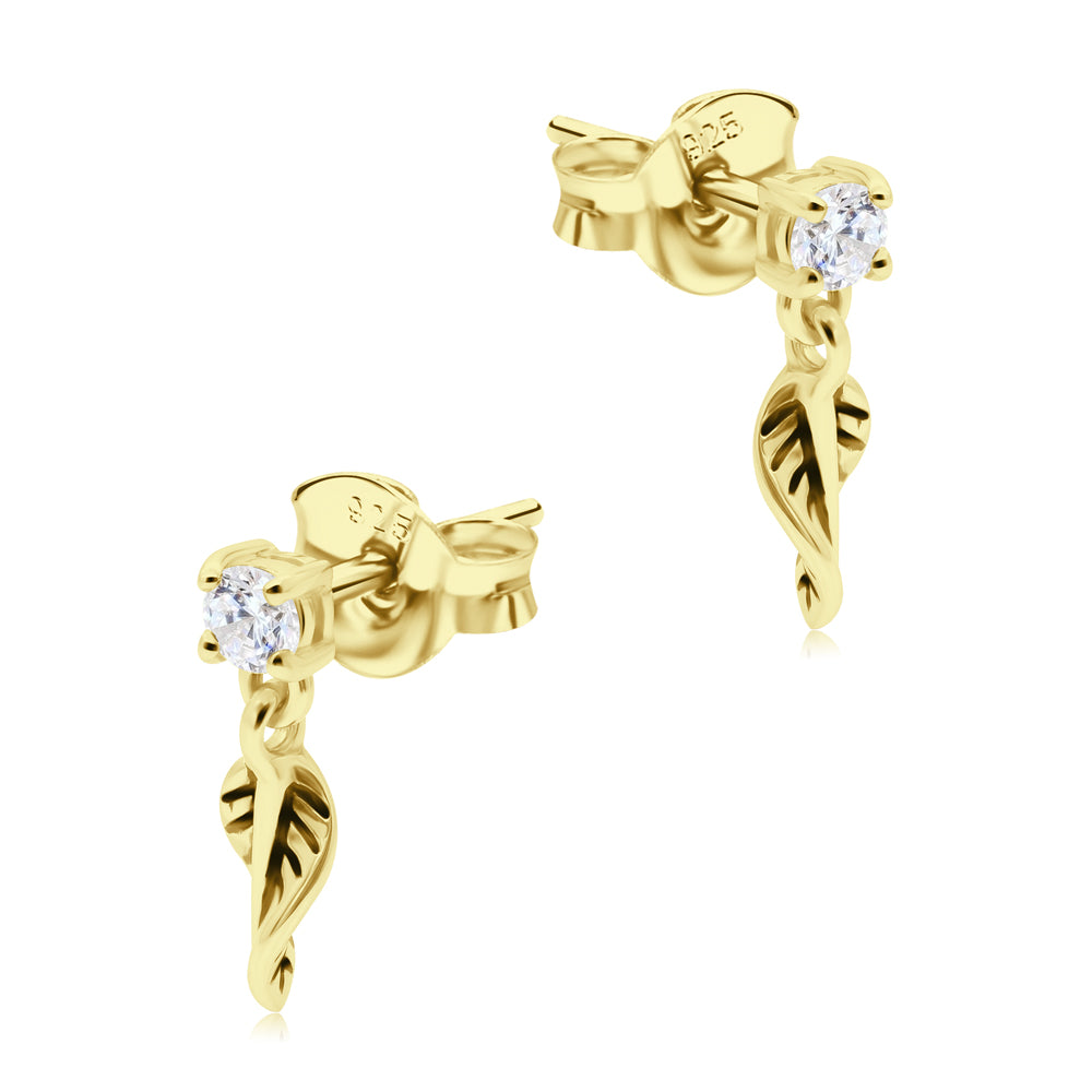 Crystal Leaf Drop Stud Earring STS-6707