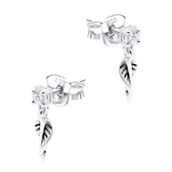 Crystal Leaf Drop Stud Earring STS-6707