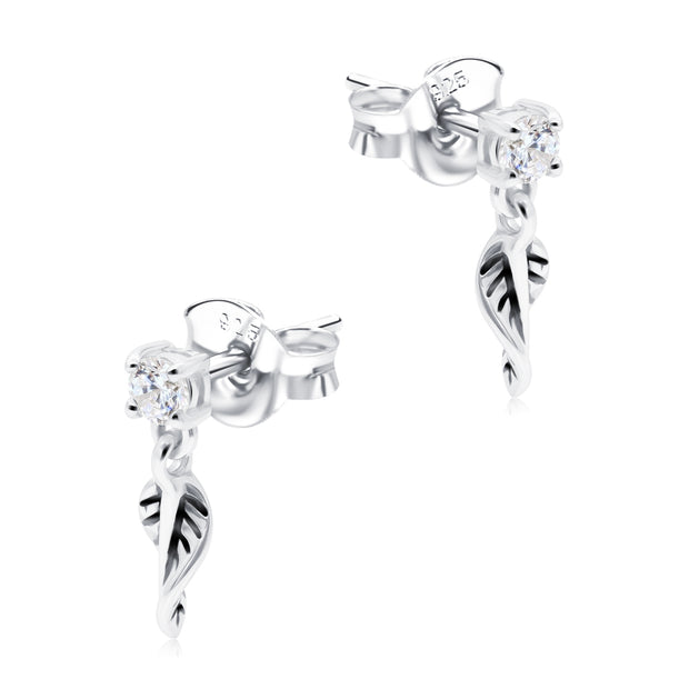 Crystal Leaf Drop Stud Earring STS-6707