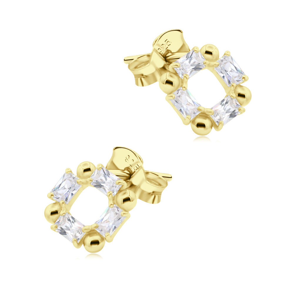 Baguette CZ Square Stud Earrings STS-6735