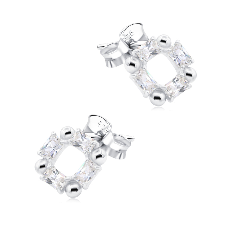 Baguette CZ Square Stud Earrings STS-6735
