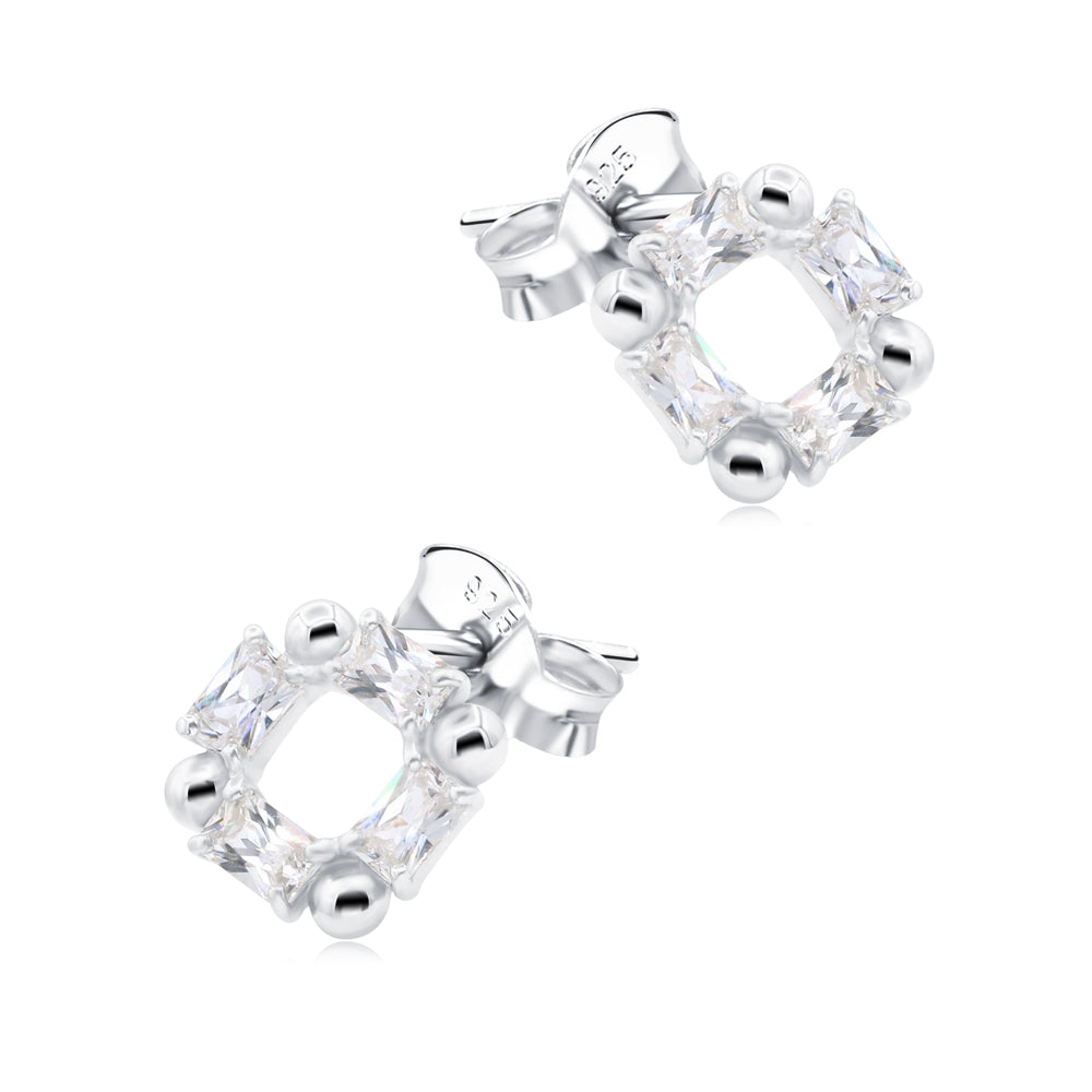 Baguette CZ Square Stud Earrings STS-6735