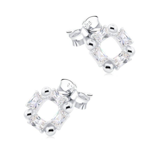 Baguette CZ Square Stud Earrings STS-6735