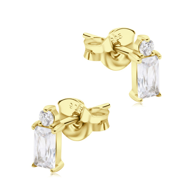 Baguette & Round CZ Stud Earring STS-6777
