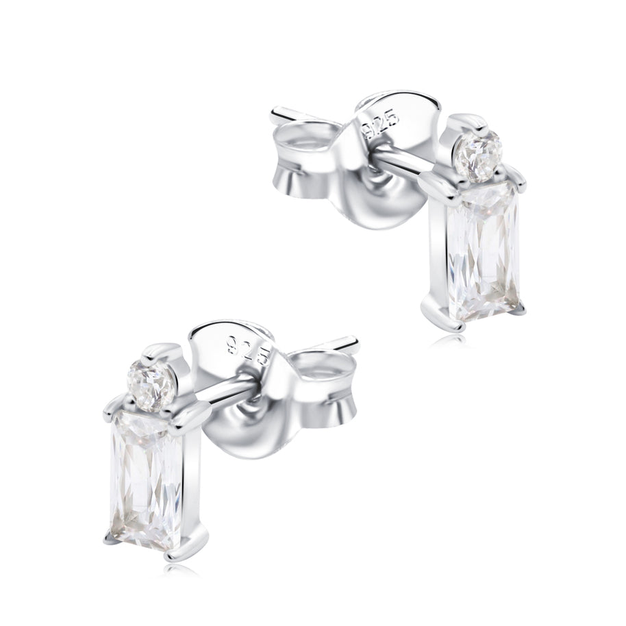 Baguette & Round CZ Stud Earring STS-6777