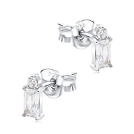 Baguette & Round CZ Stud Earring STS-6777