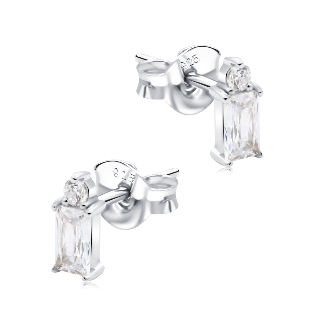Baguette & Round CZ Stud Earring STS-6777