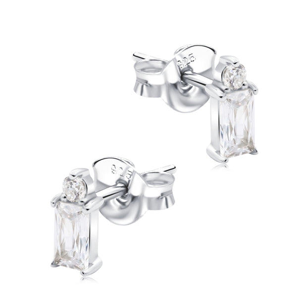 Baguette & Round CZ Stud Earring STS-6777