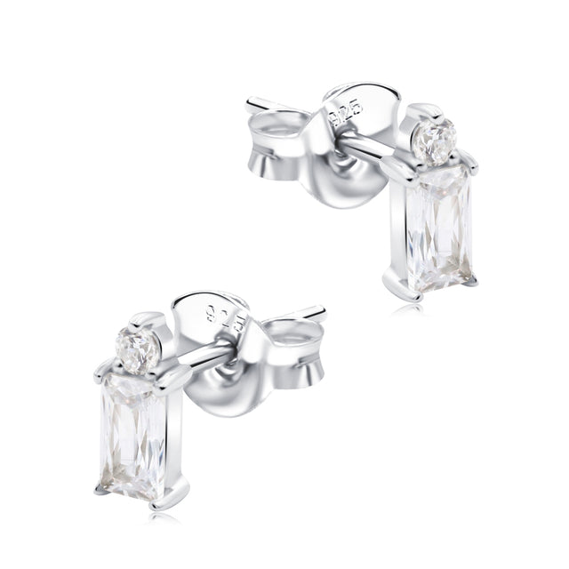 Baguette & Round CZ Stud Earring STS-6777