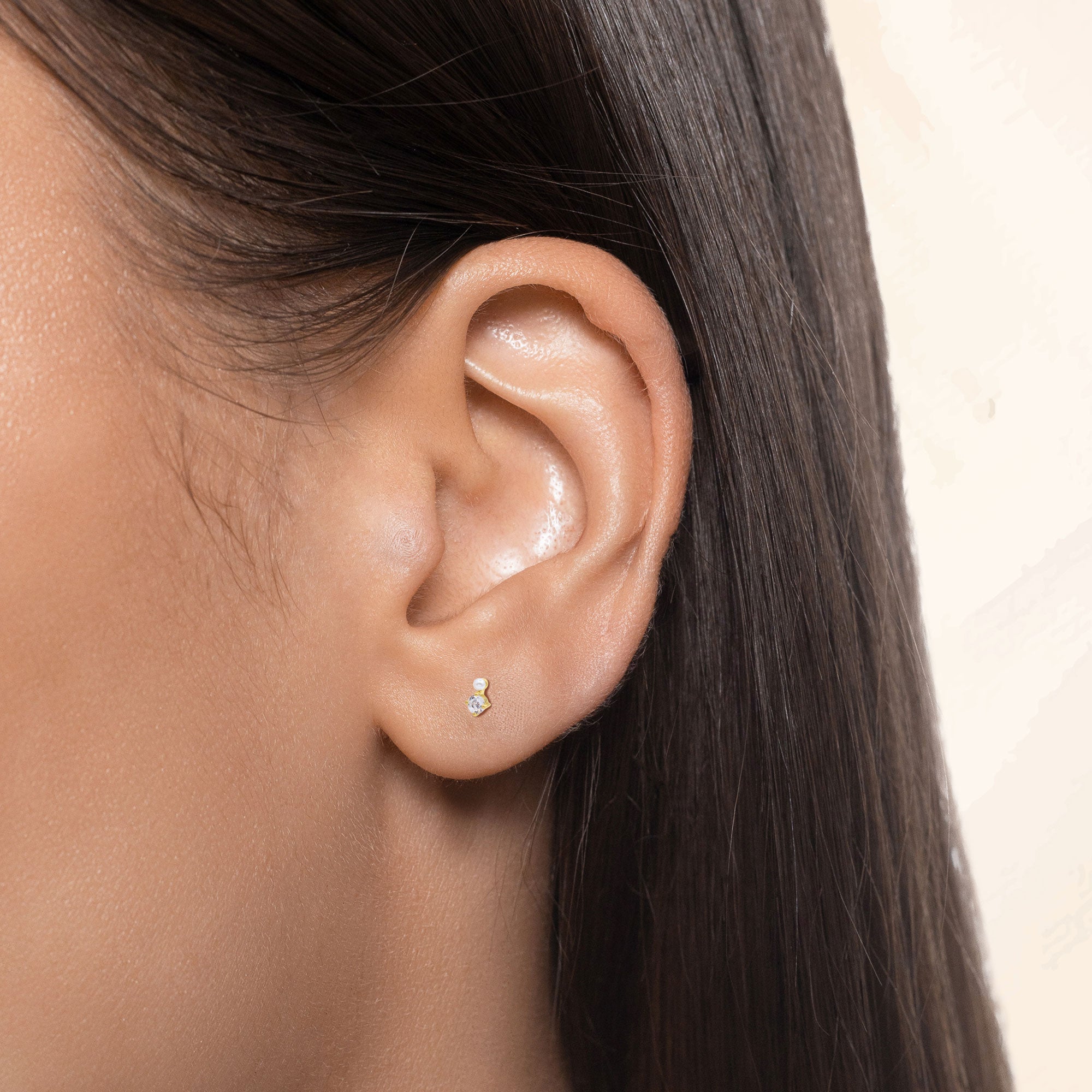 Crystal & Pearl Stud Earring STS-6840