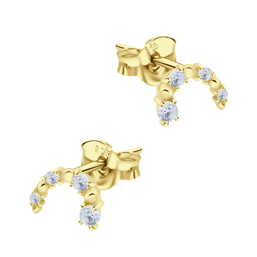 Crystal Arc Silver Stud Earring STS-6846