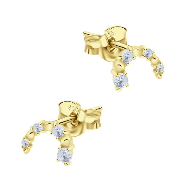 Crystal Arc Silver Stud Earring STS-6846