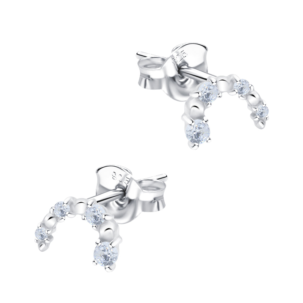 Crystal Arc Silver Stud Earring STS-6846