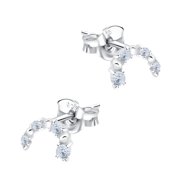 Crystal Arc Silver Stud Earring STS-6846