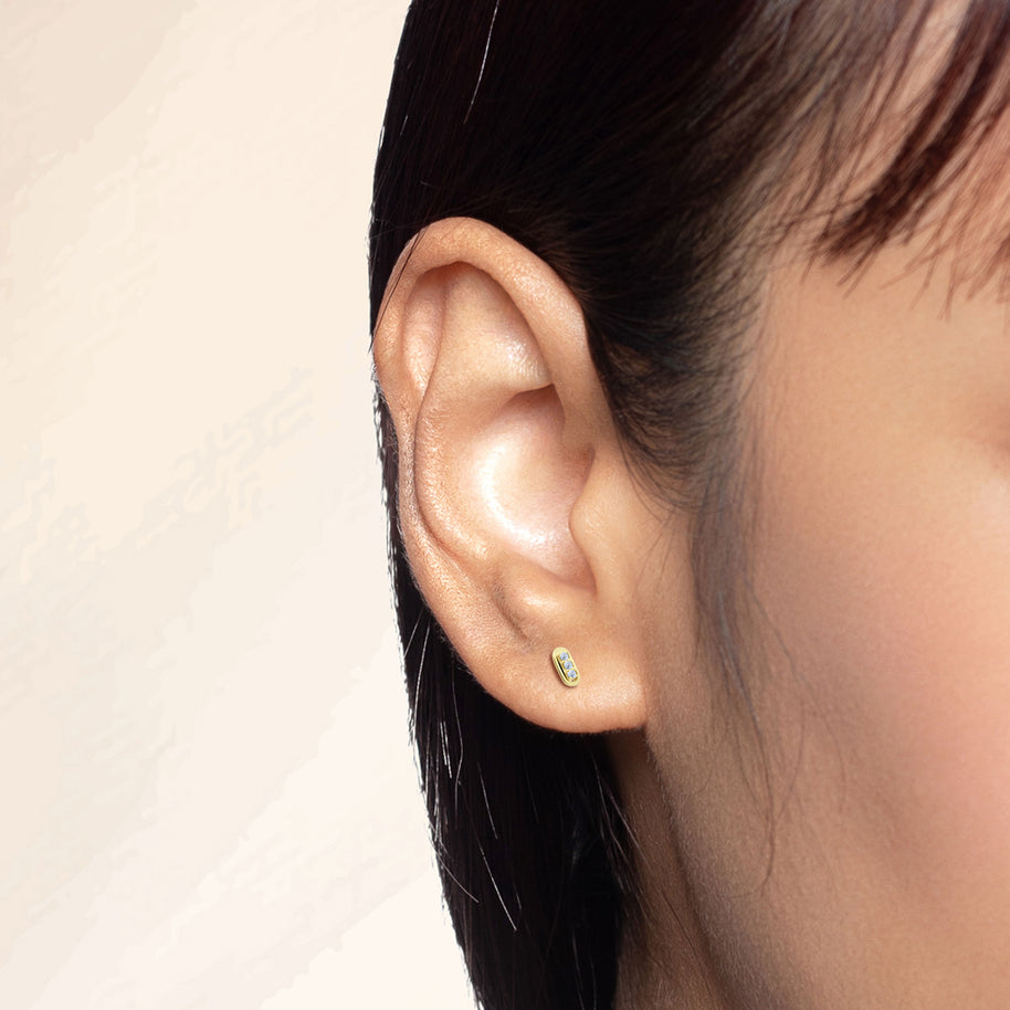 Triple Stone Stud Earring STS-6851
