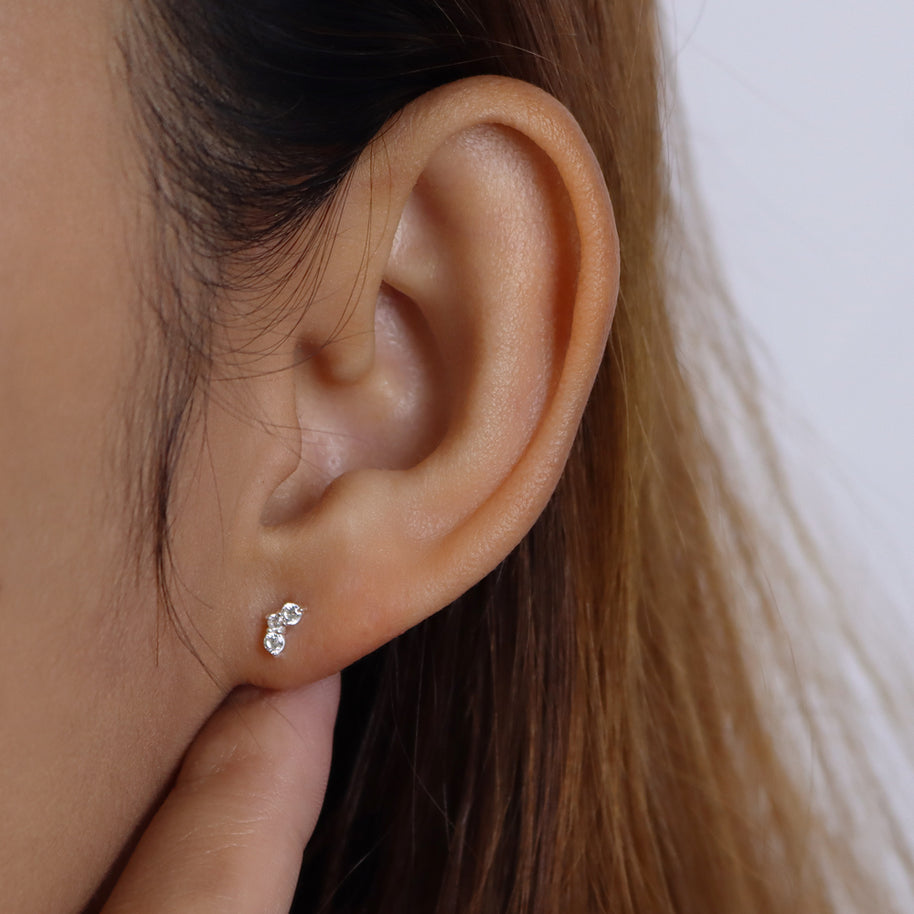 Triple CZ Stud Earring STS-6876