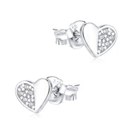 Two-Tone Heart CZ Stud Earring STS-7045