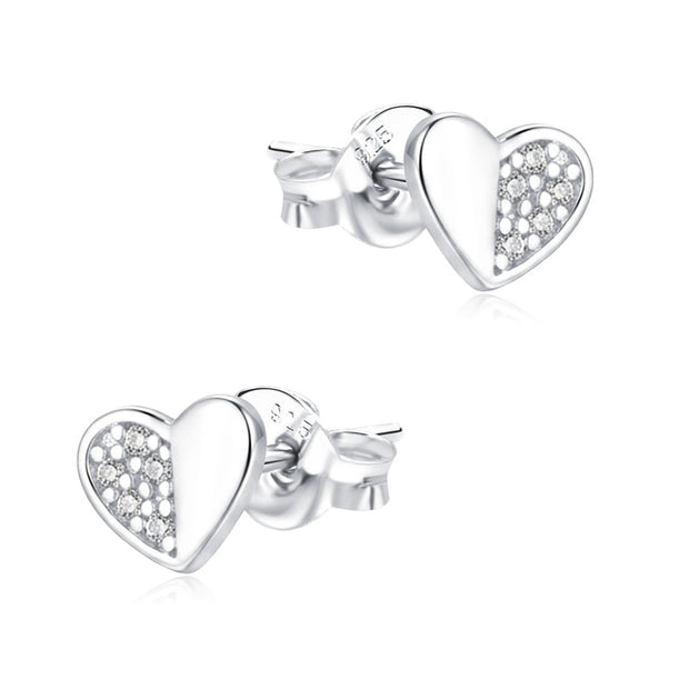 Two-Tone Heart CZ Stud Earring STS-7045
