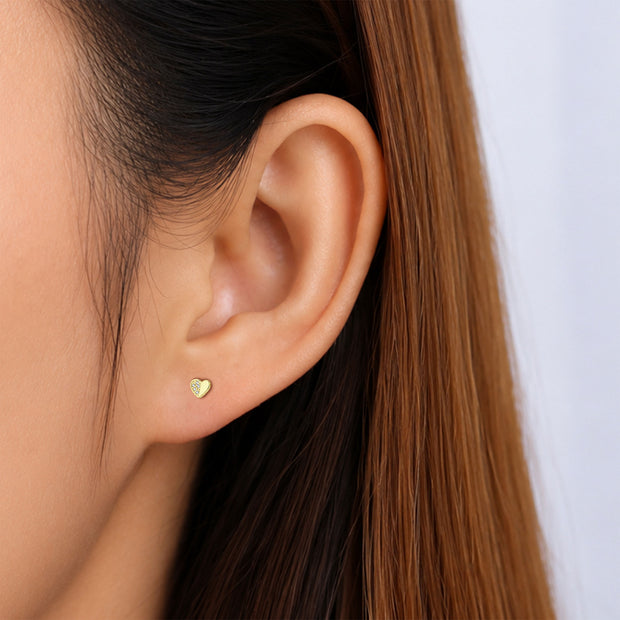 Two-Tone Heart CZ Stud Earring STS-7045