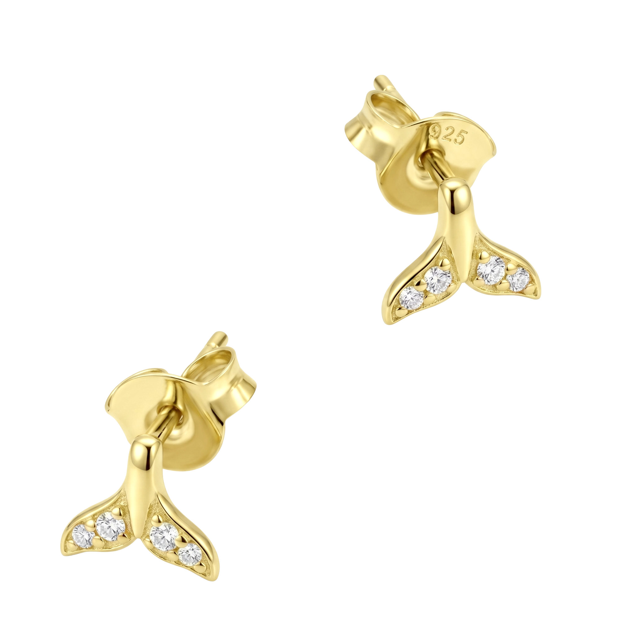 Crystal Pavé Whale Tail Stud Earring STS-7183