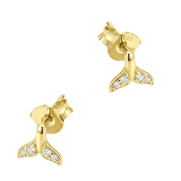 Crystal Pavé Whale Tail Stud Earring STS-7183