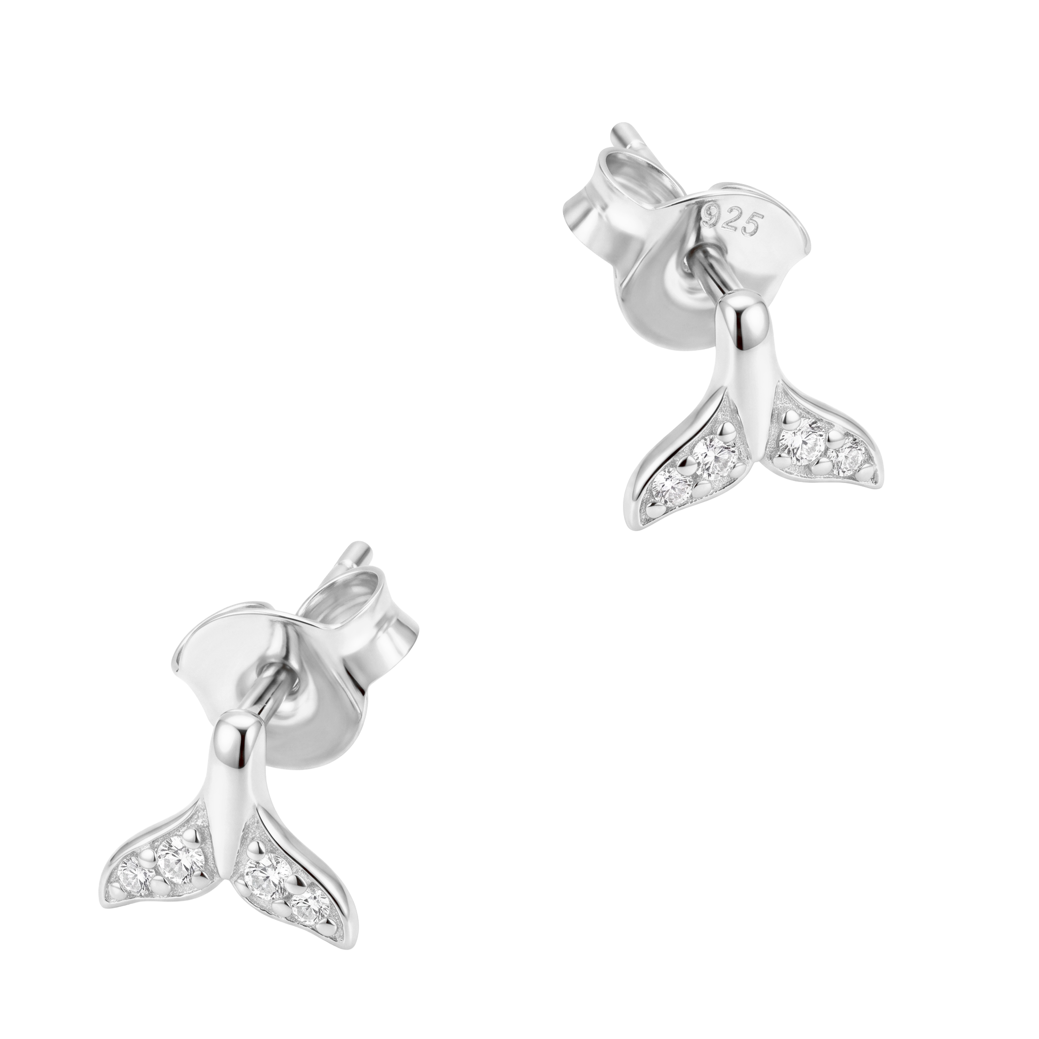 Crystal Pavé Whale Tail Stud Earring STS-7183