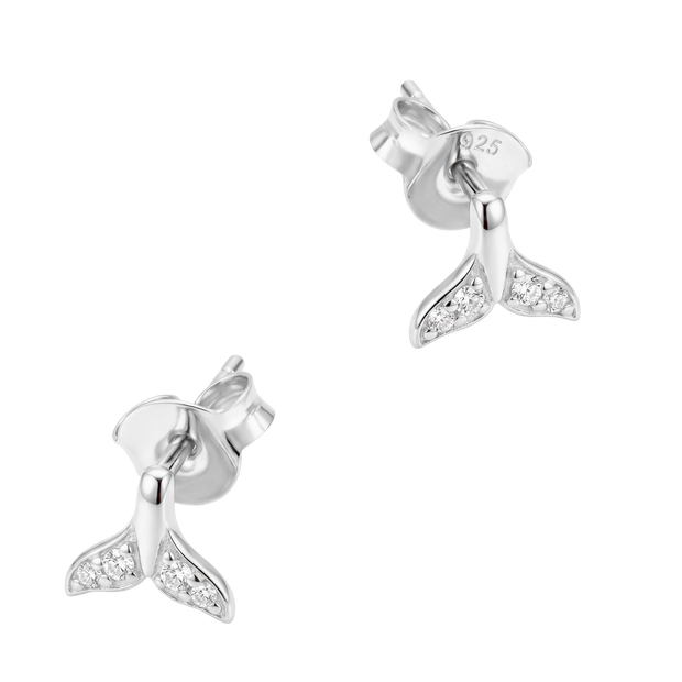 Crystal Pavé Whale Tail Stud Earring STS-7183