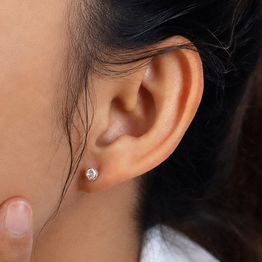 CZ Bold Bezel Stud Earring STS-7191