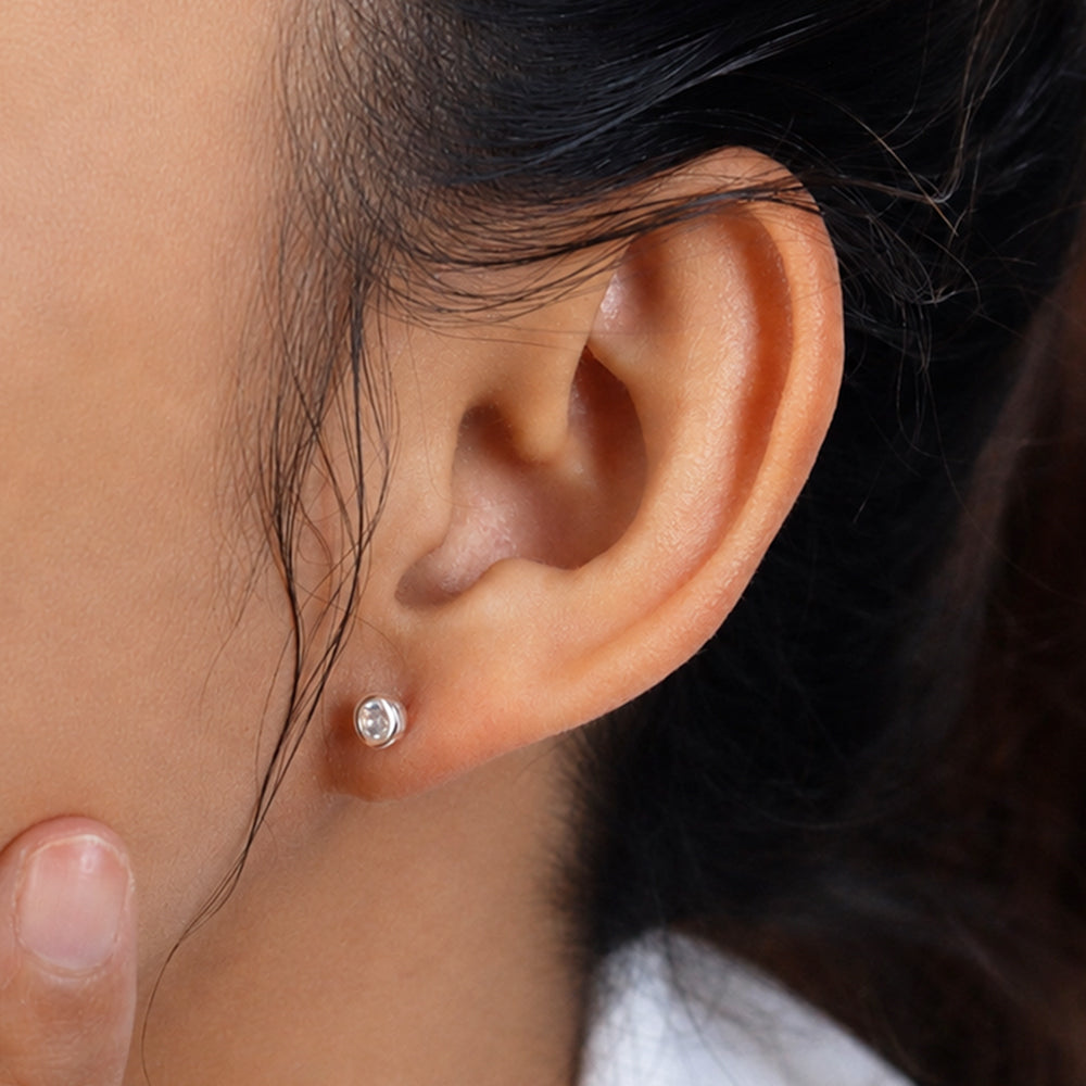 CZ Bold Bezel Stud Earring STS-7191