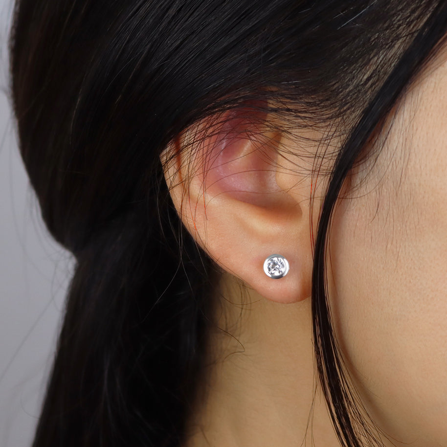 4mm CZ Bezel Stud Earring STS-7192