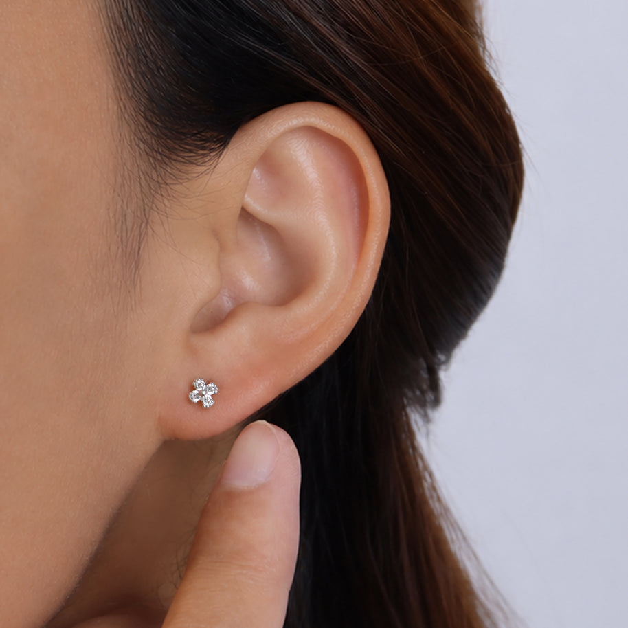 CZ Clover Cluster Stud Earring STS-7210