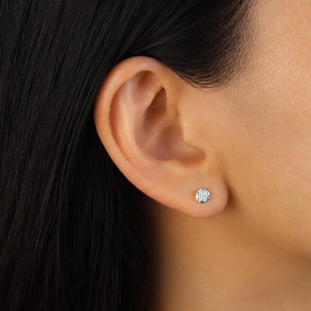 CZ Flower Cluster Stud Earring STS-7211