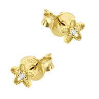 CZ Open Flower Milgrain Stud Earring STS-7217